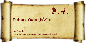 Mohos Adorján névjegykártya